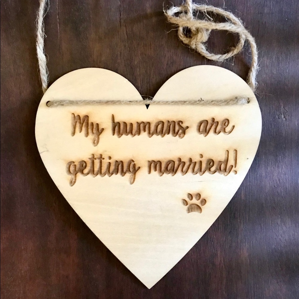 Wooden pet wedding sign